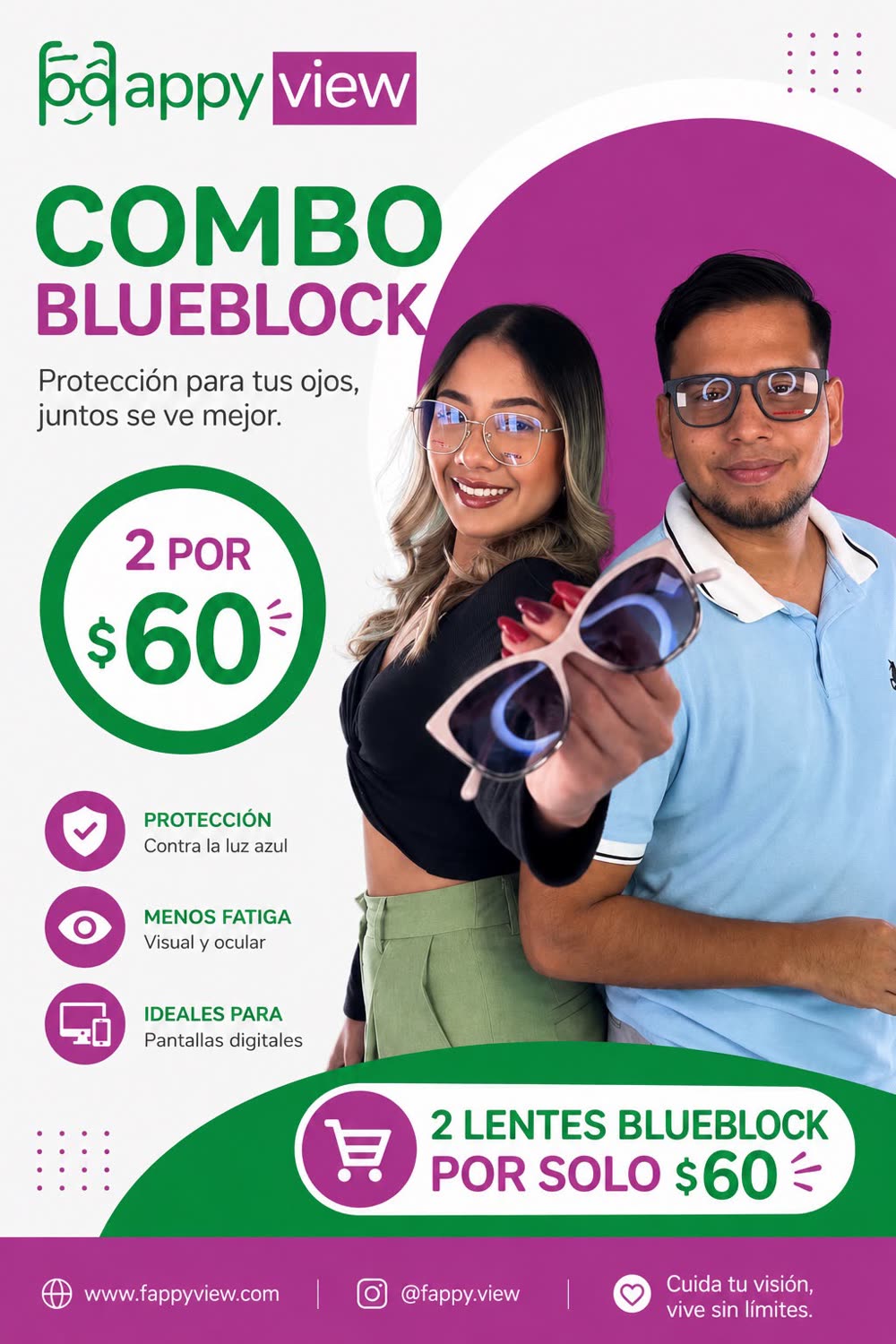 Combo blueblock: 2 lentes por $60