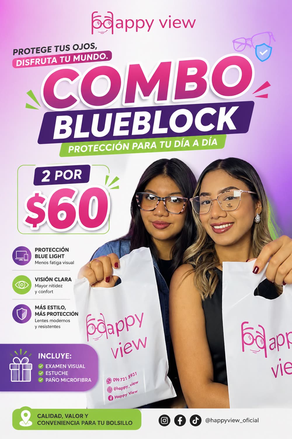 Clientas con el combo blueblock de Happy View