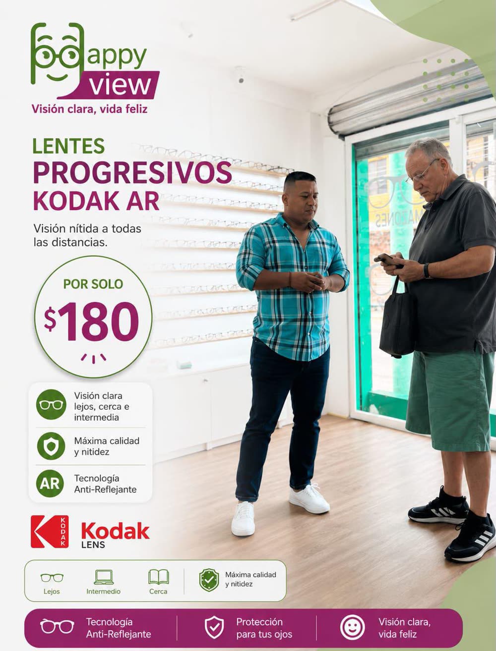 Promoción de lentes progresivos Kodak AR a $180
